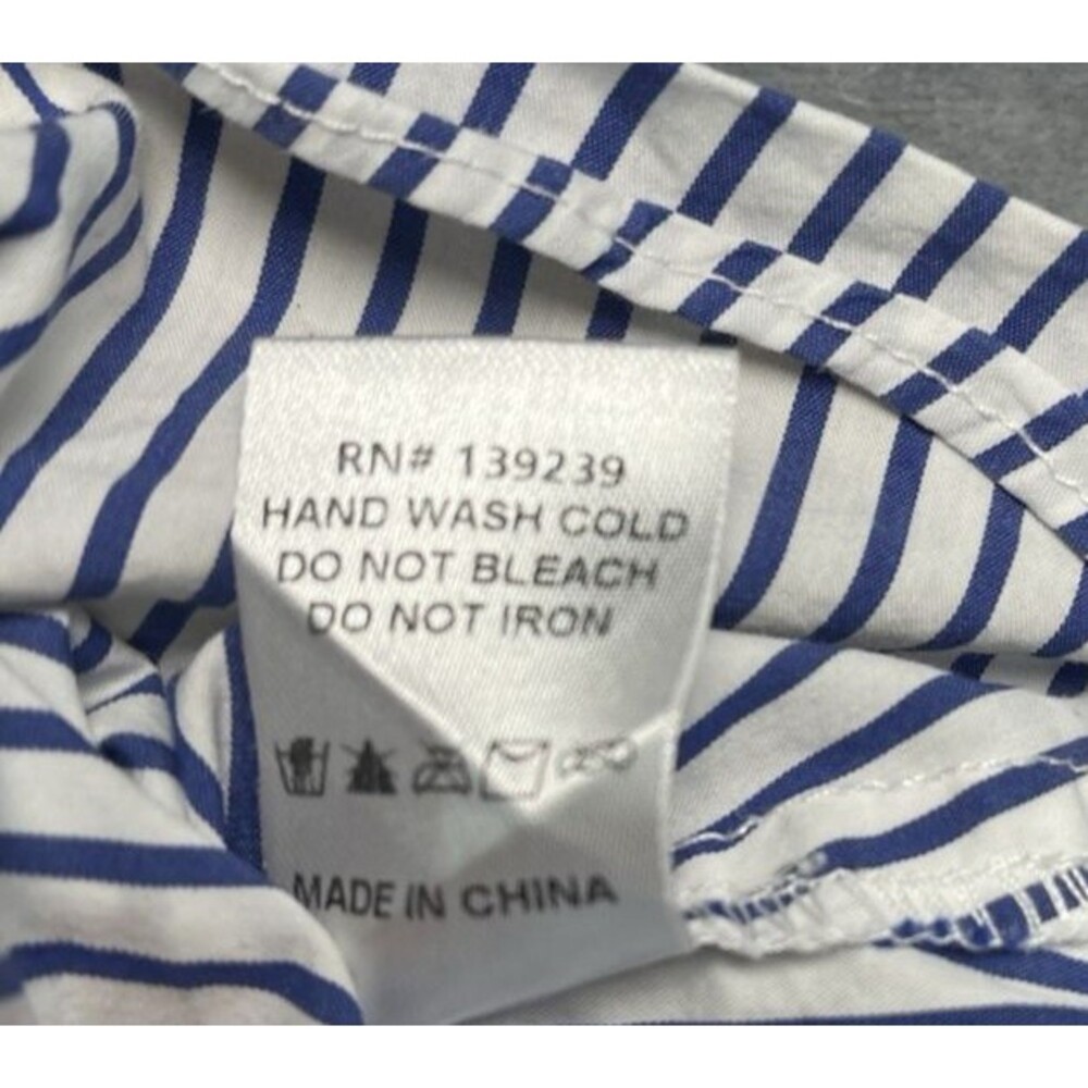 Pomander Place NWOT blue striped womens short sleeve blouse sz XL quiet luxury - Picture 8 of 8